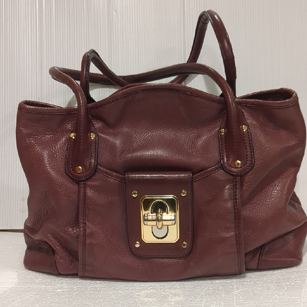 B. Makowsky Burgundy Pink Leather Handbag